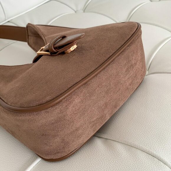 Retro Suede Shoulder Bag for Women Compact Stylish Casual Handbag - Picture 8 of 8